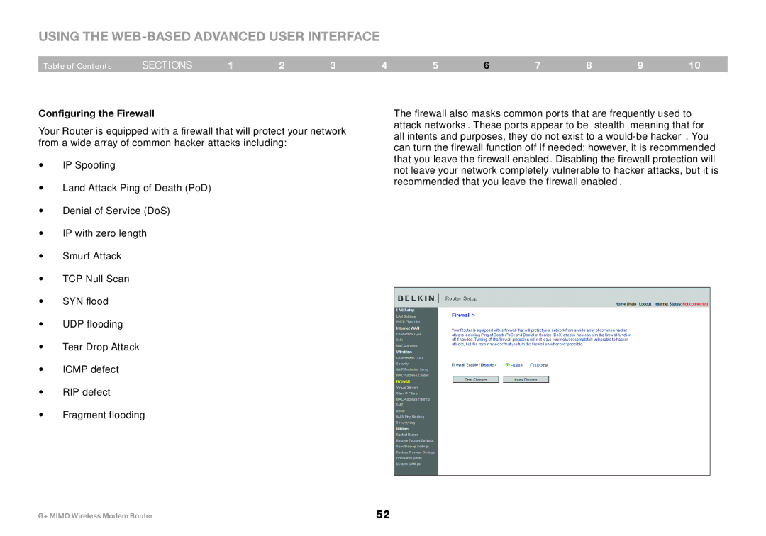 Belkin PM01522EA, F5D9631-4 user manual Configuring the Firewall 