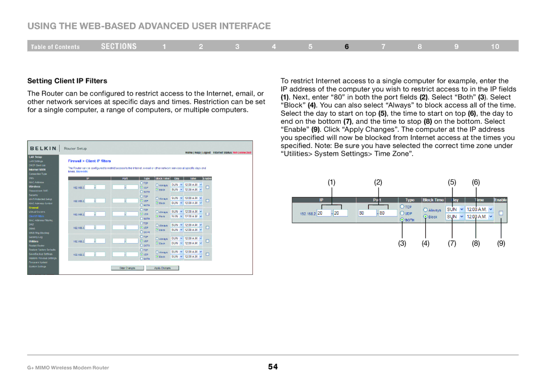 Belkin PM01522EA, F5D9631-4 user manual Setting Client IP Filters 