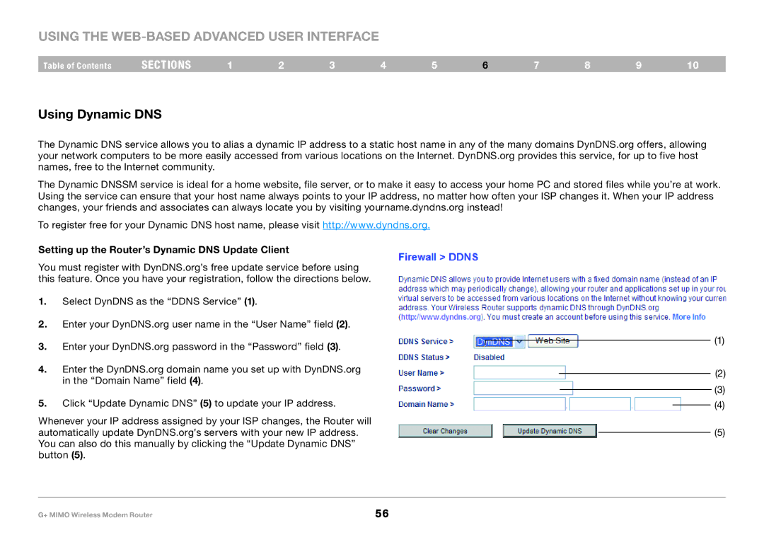 Belkin PM01522EA, F5D9631-4 user manual Using Dynamic DNS, Setting up the Router’s Dynamic DNS Update Client 