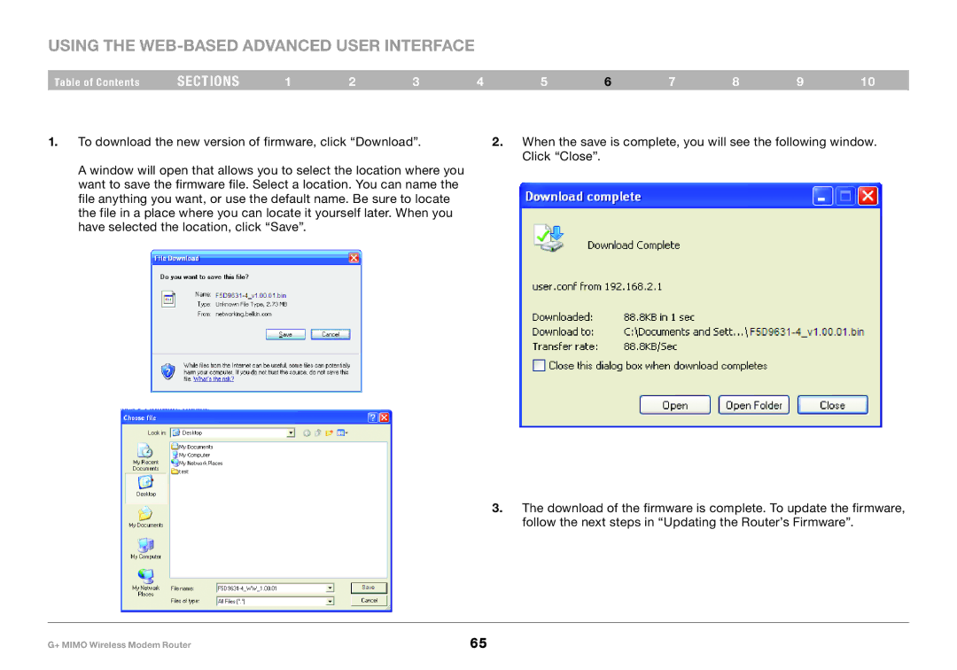 Belkin F5D9631-4, PM01522EA user manual Using the Web-Based Advanced User Interface 