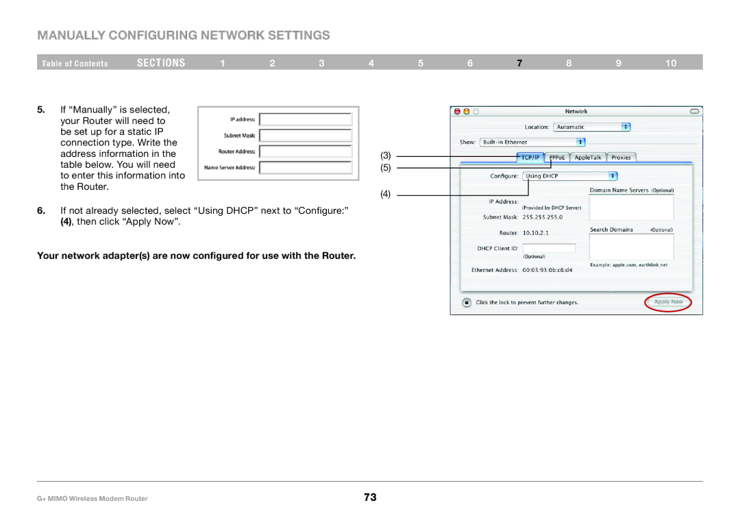 Belkin F5D9631-4, PM01522EA user manual Manually Configuring Network Settings 