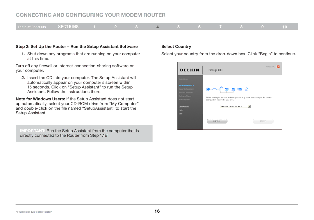 Belkin PM01527ea F5D8636-4 user manual Set Up the Router Run the Setup Assistant Software, Select Country 