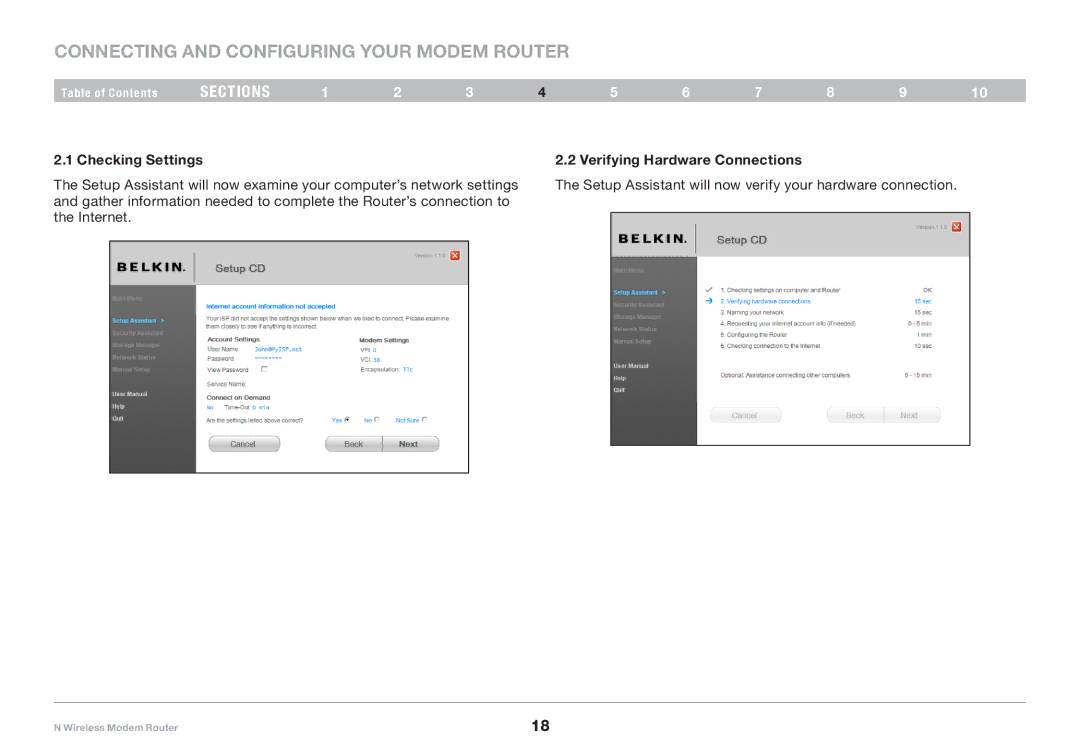 Belkin PM01527ea F5D8636-4 user manual Checking Settings Verifying Hardware Connections 