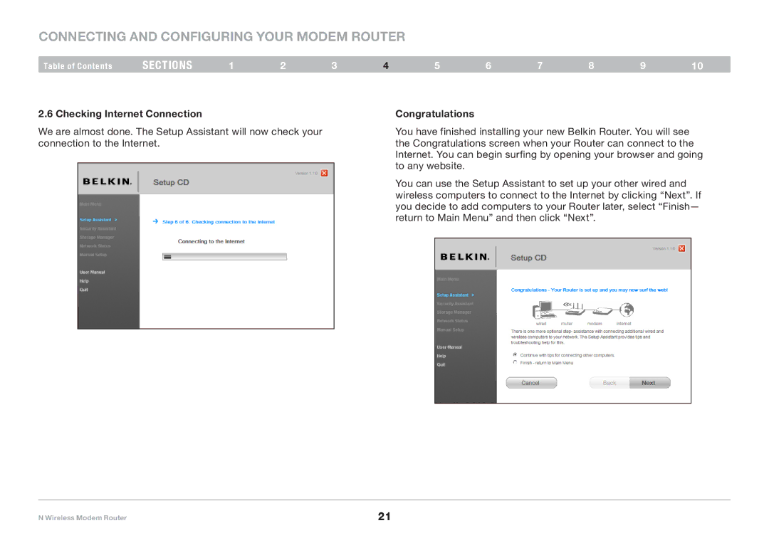 Belkin PM01527ea F5D8636-4 user manual Checking Internet Connection Congratulations 