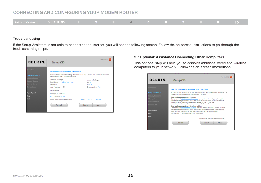 Belkin PM01527ea F5D8636-4 user manual Troubleshooting, Optional Assistance Connecting Other Computers 