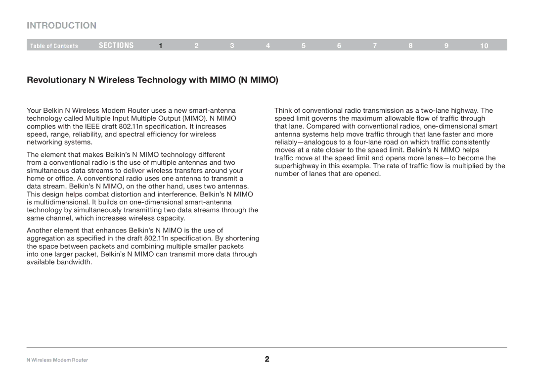 Belkin PM01527ea F5D8636-4 user manual Introduction, Revolutionary N Wireless Technology with Mimo N Mimo 