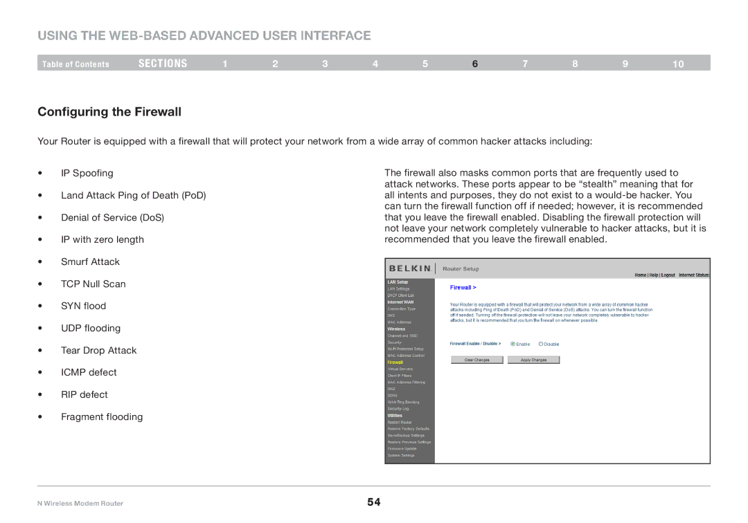 Belkin PM01527ea F5D8636-4 user manual Configuring the Firewall 