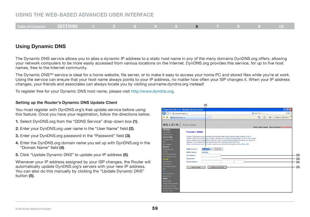 Belkin PM01527ea F5D8636-4 user manual Using Dynamic DNS, Setting up the Router’s Dynamic DNS Update Client 