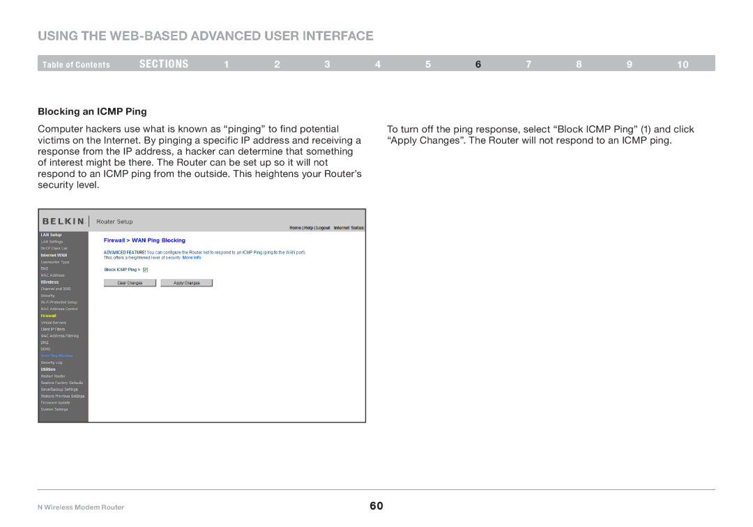 Belkin PM01527ea F5D8636-4 user manual Blocking an Icmp Ping 