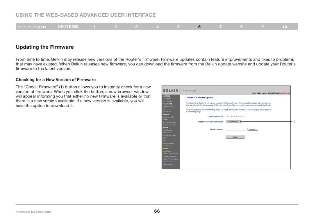 Belkin PM01527ea F5D8636-4 user manual Updating the Firmware, Checking for a New Version of Firmware 