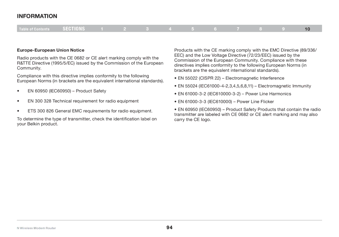 Belkin PM01527ea F5D8636-4 user manual Information, Europe-European Union Notice 