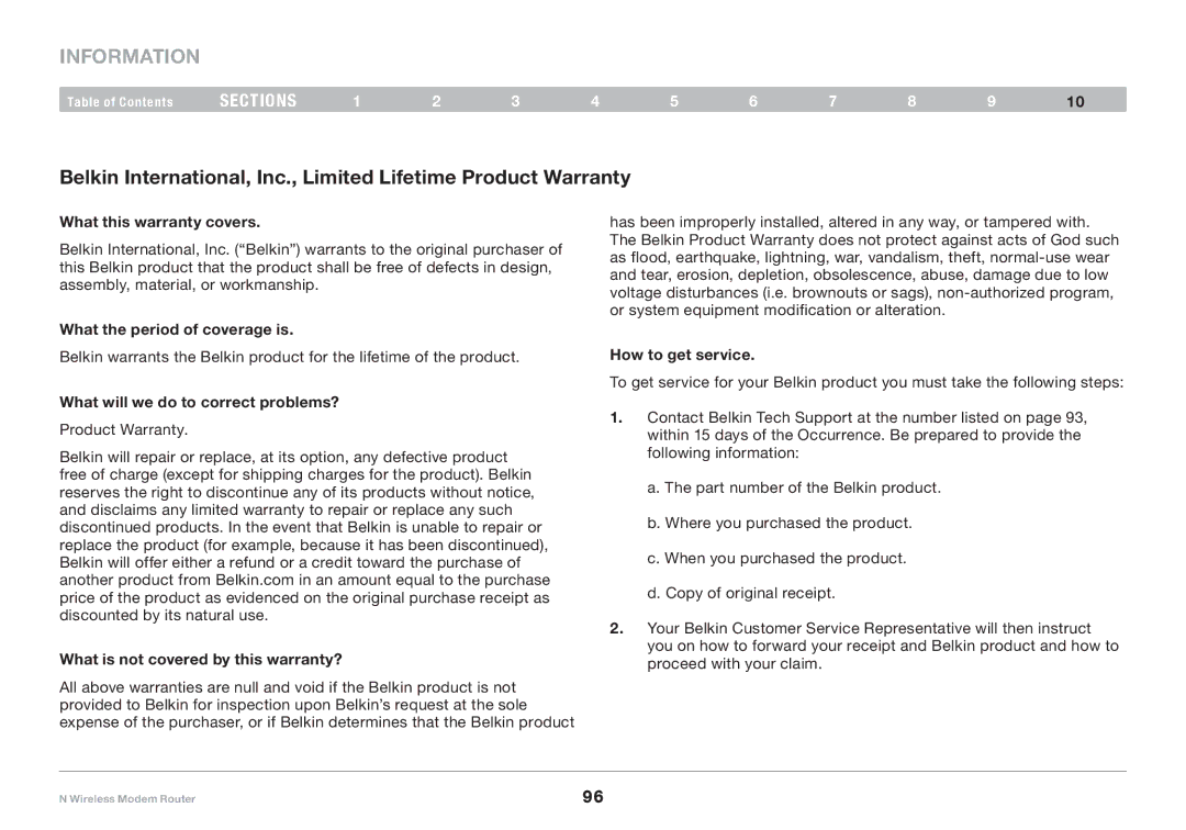 Belkin PM01527ea F5D8636-4 user manual Information 