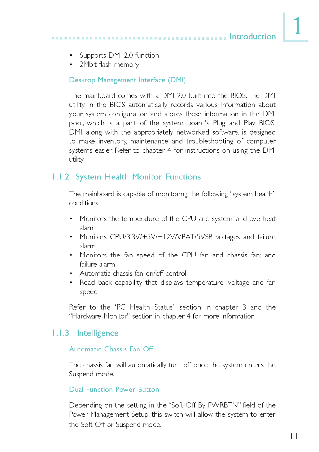 Belkin PM11-EC/RAMA, PM11-EL/RAMA manual System Health Monitor Functions, Intelligence, Desktop Management Interface DMI 