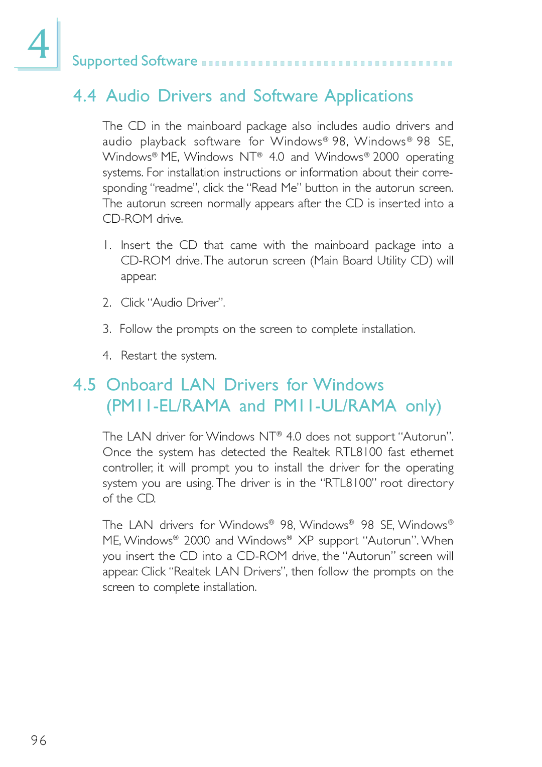 Belkin PM11-EL/RAMA, PM11-UL/RAMA, PM11-EC/RAMA manual Audio Drivers and Software Applications 