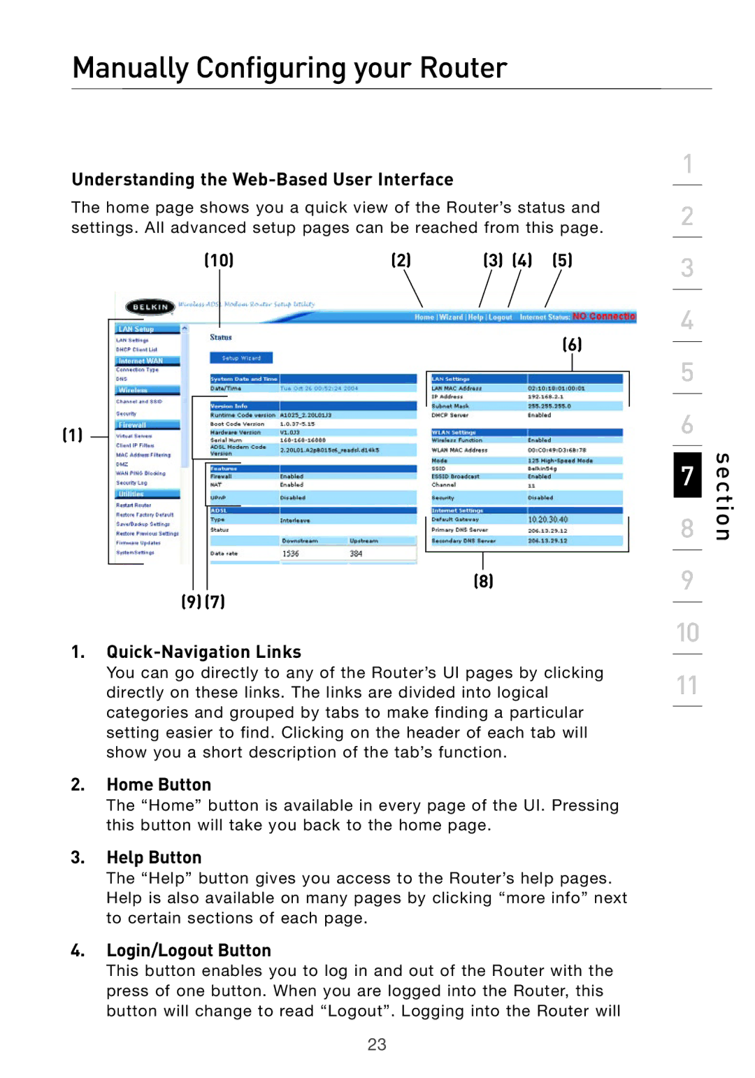 Belkin Pre-N manual Manually Configuring your Router 