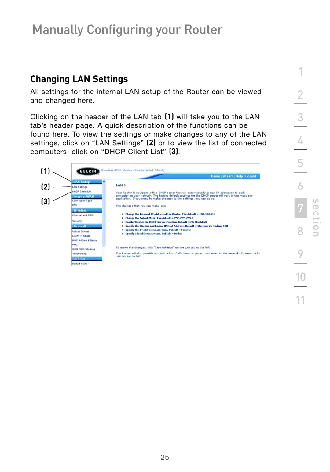 Belkin Pre-N manual Changing LAN Settings 