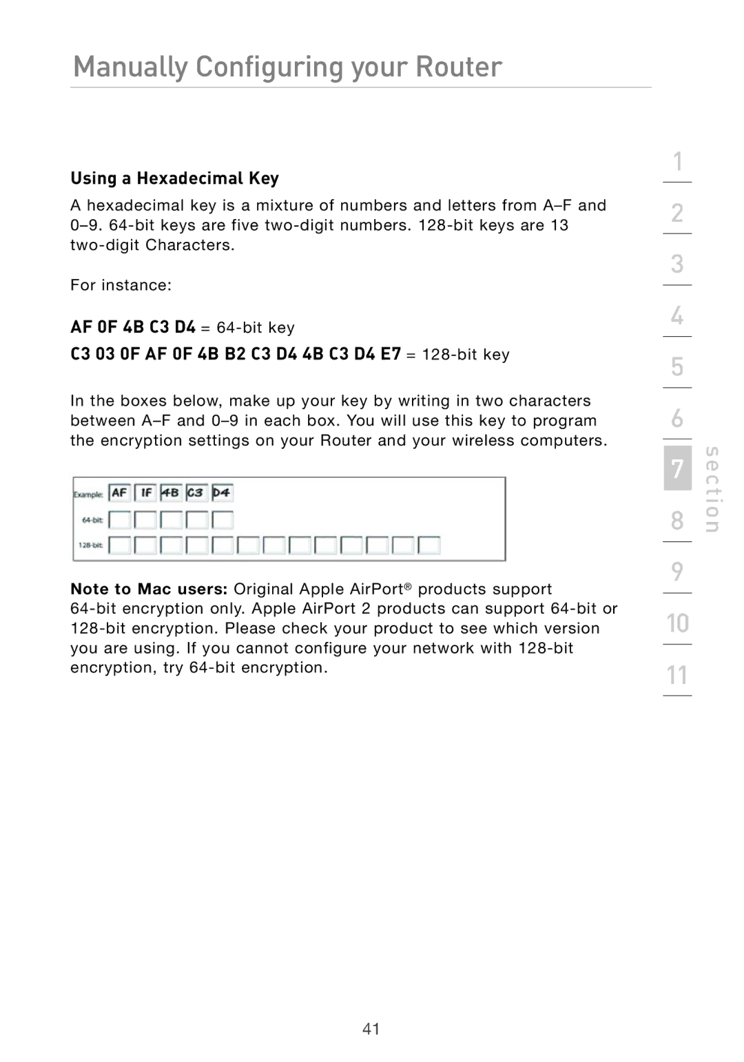 Belkin Pre-N manual Using a Hexadecimal Key 