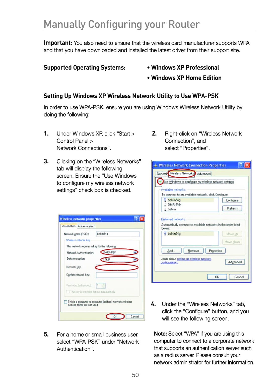 Belkin Pre-N manual Supported Operating Systems 