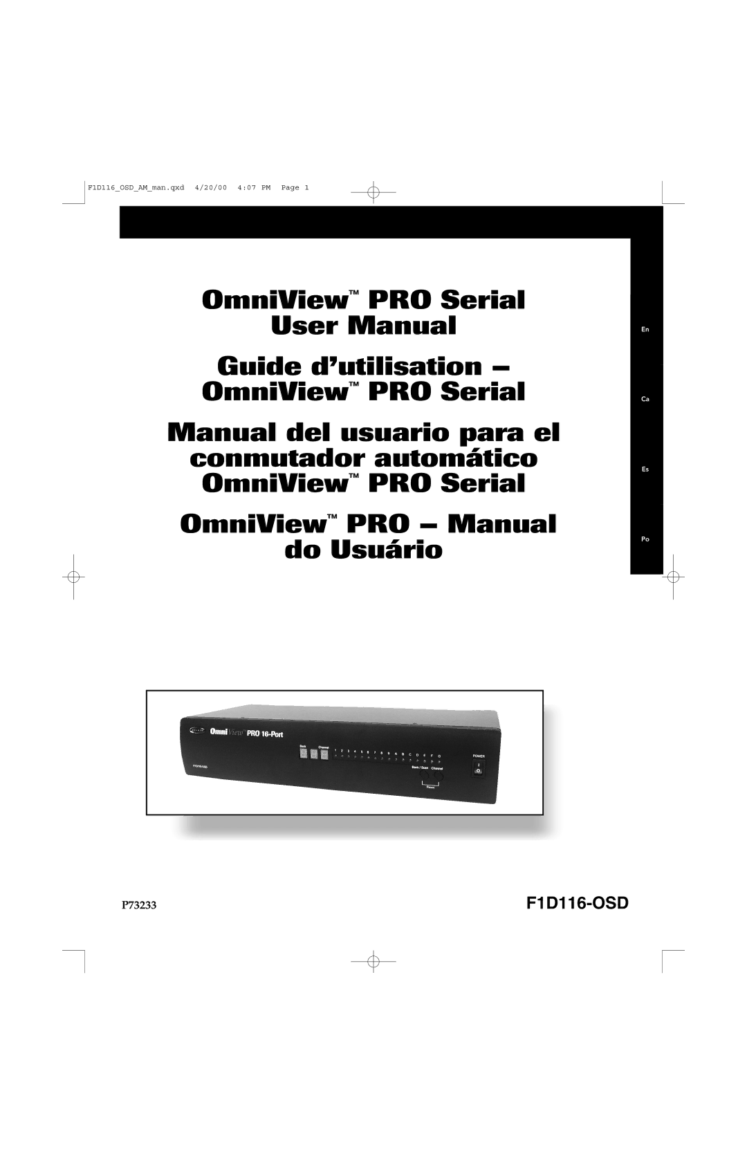 Belkin PRO manual F1D116-OSD 