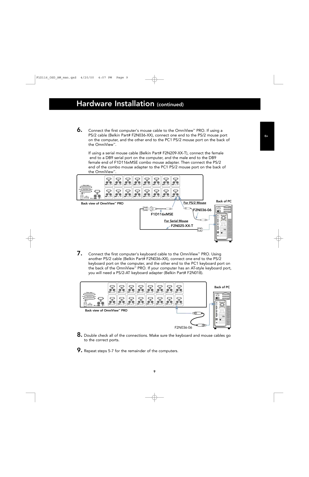 Belkin PRO manual F2N036-06 F1D116xMSE 