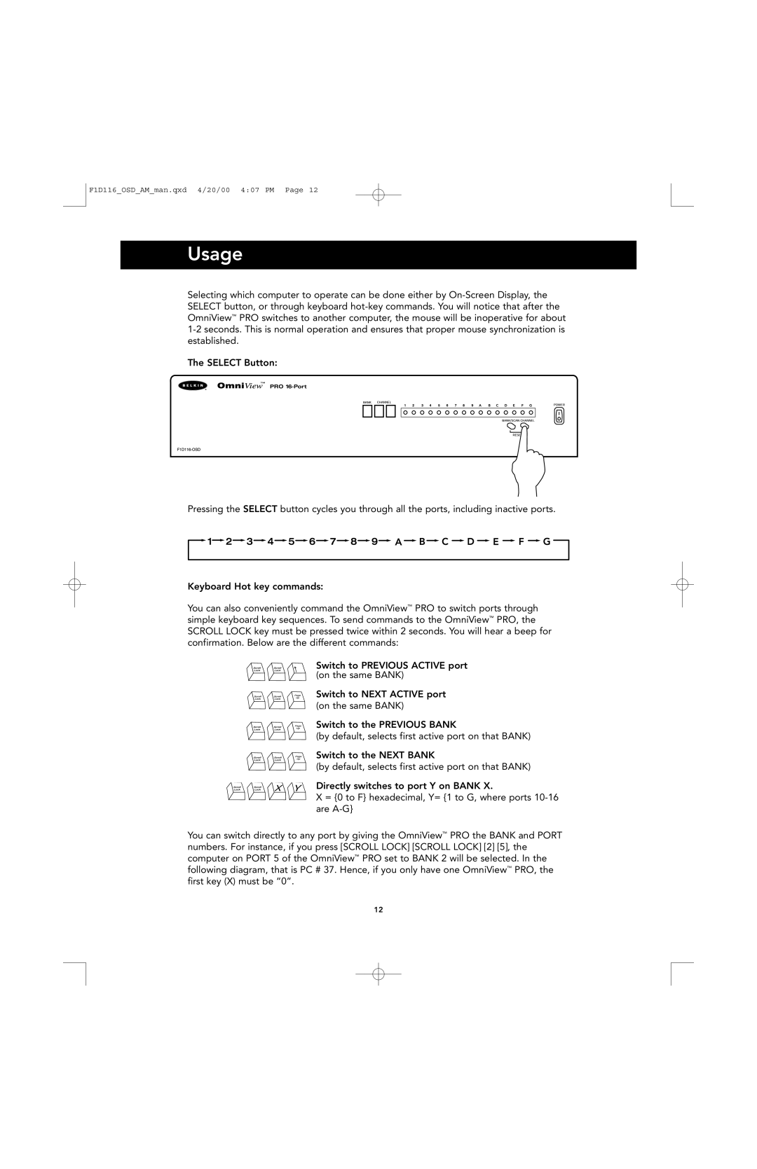 Belkin PRO manual Usage 