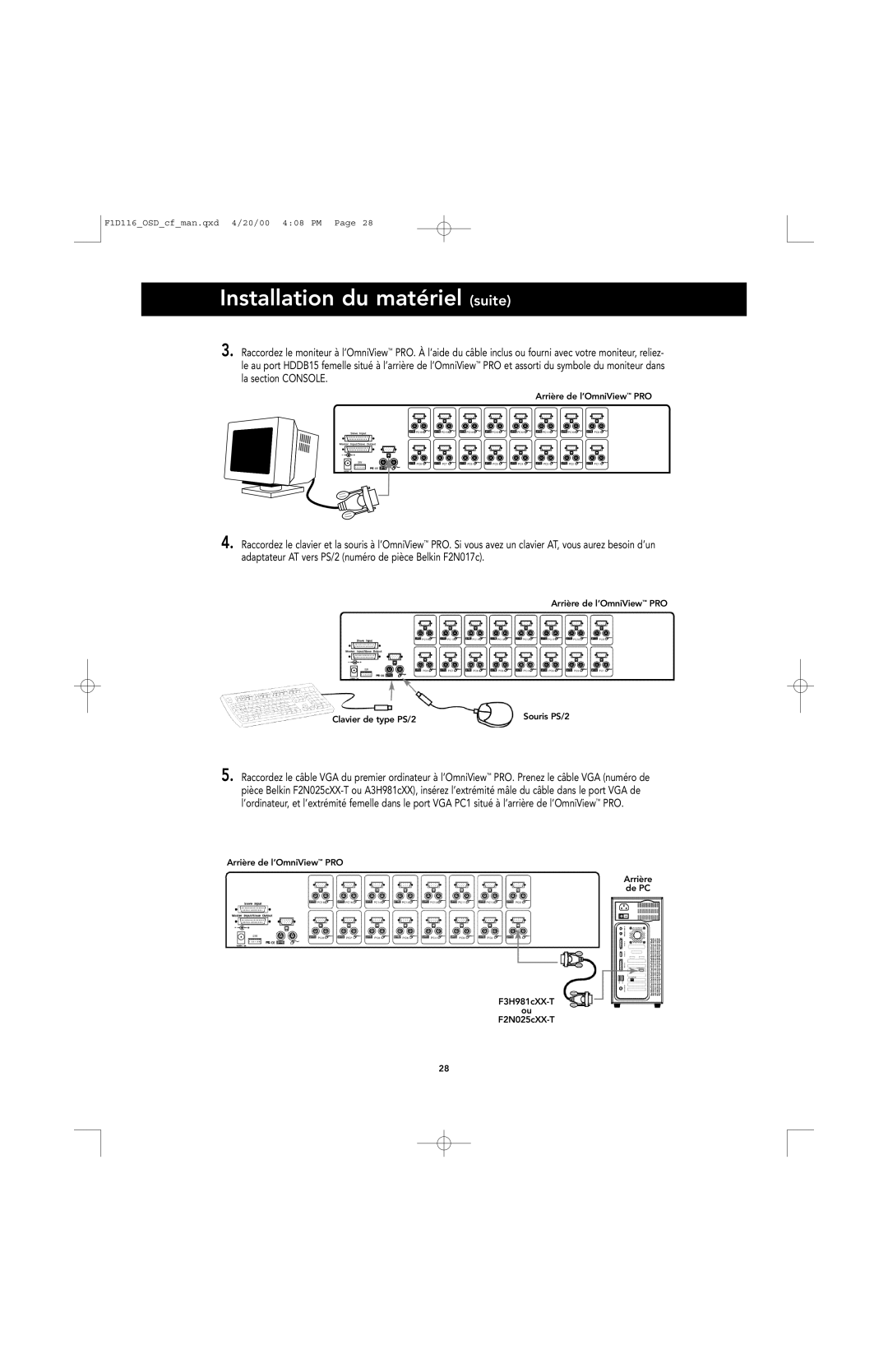 Belkin PRO manual Installation du matériel suite 