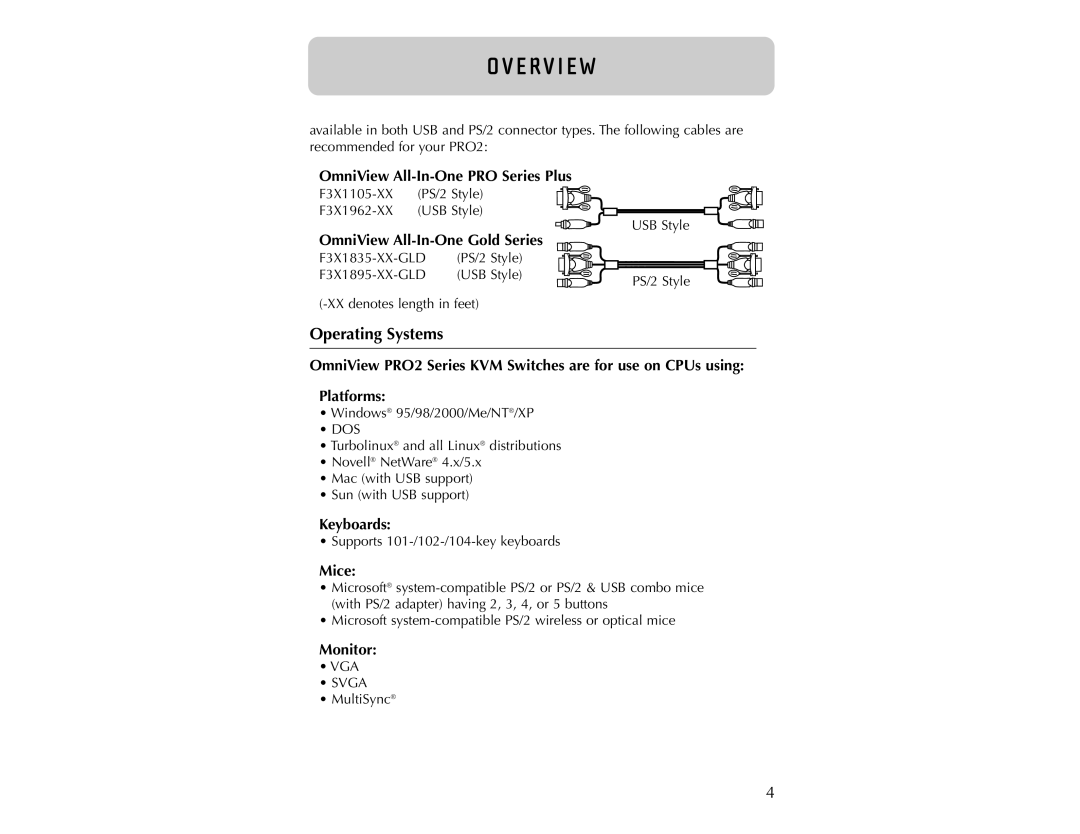 Belkin PRO2 user manual Operating Systems 