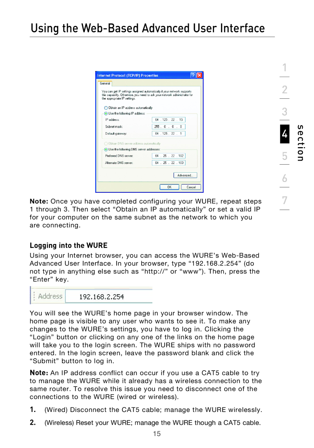 Belkin Range Extender/ Access Point manual Using the Web-Based Advanced User Interface, Logging into the Wure 