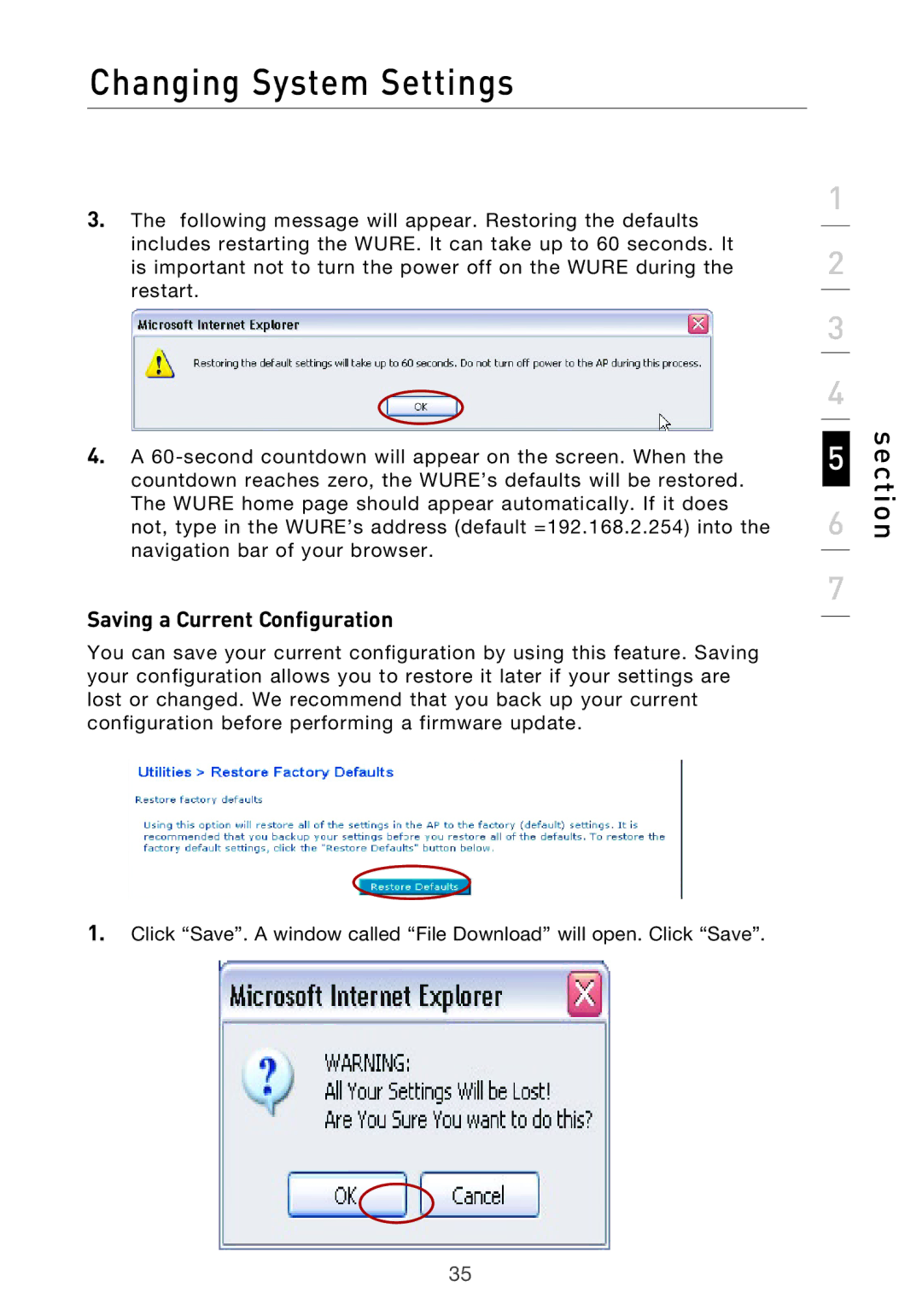 Belkin Range Extender/ Access Point manual Saving a Current Configuration 