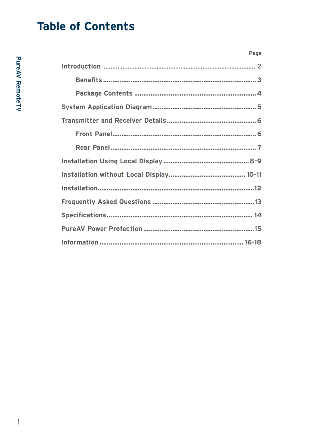 Belkin RemoteTV 5GHz Wireless TV Adapter user manual Table of Contents 