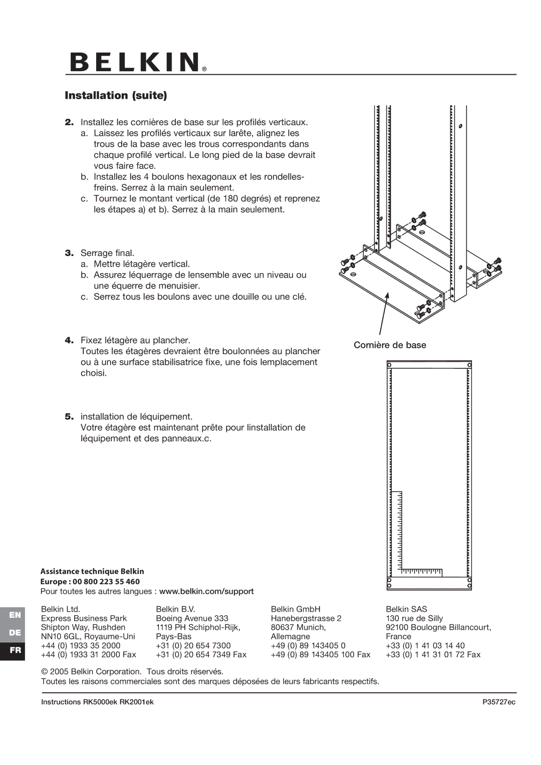 Belkin RK2001ek, RK5000ek, RK2000ek, P35727ec manual Installation suite 