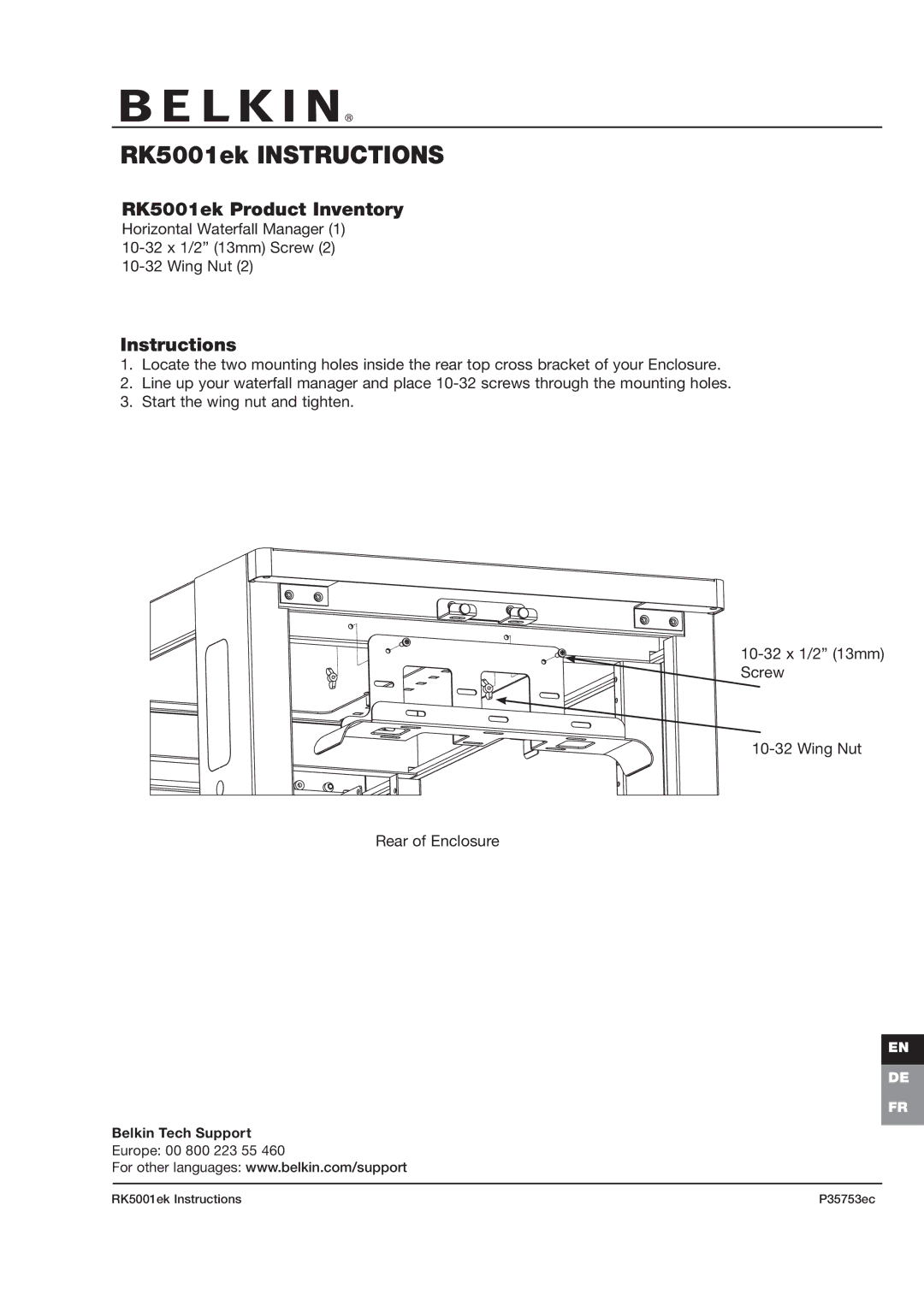 Belkin manual RK5001ek Instructions, RK5001ek Product Inventory 