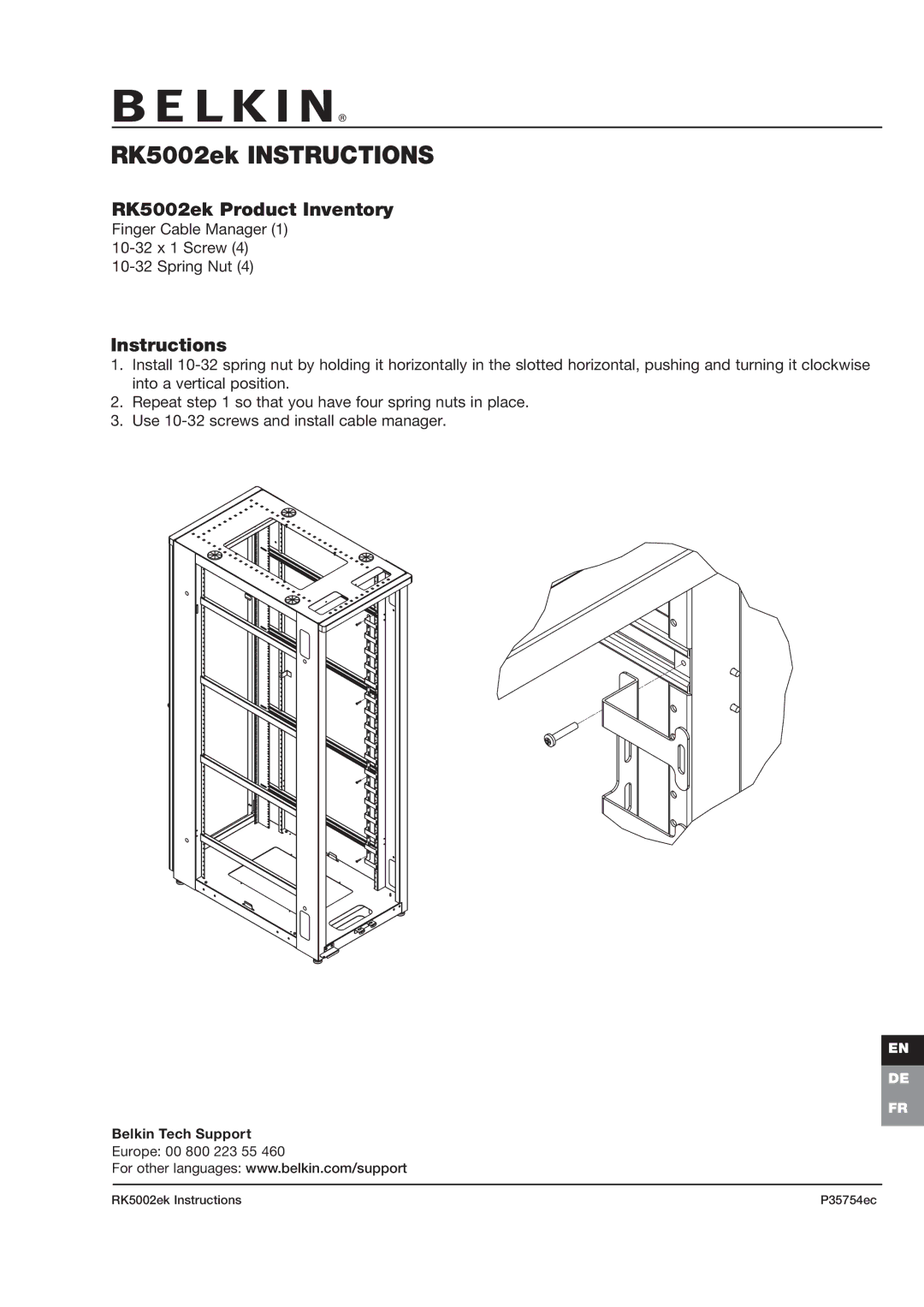 Belkin P35754ec manual RK5002ek Instructions, RK5002ek Product Inventory 