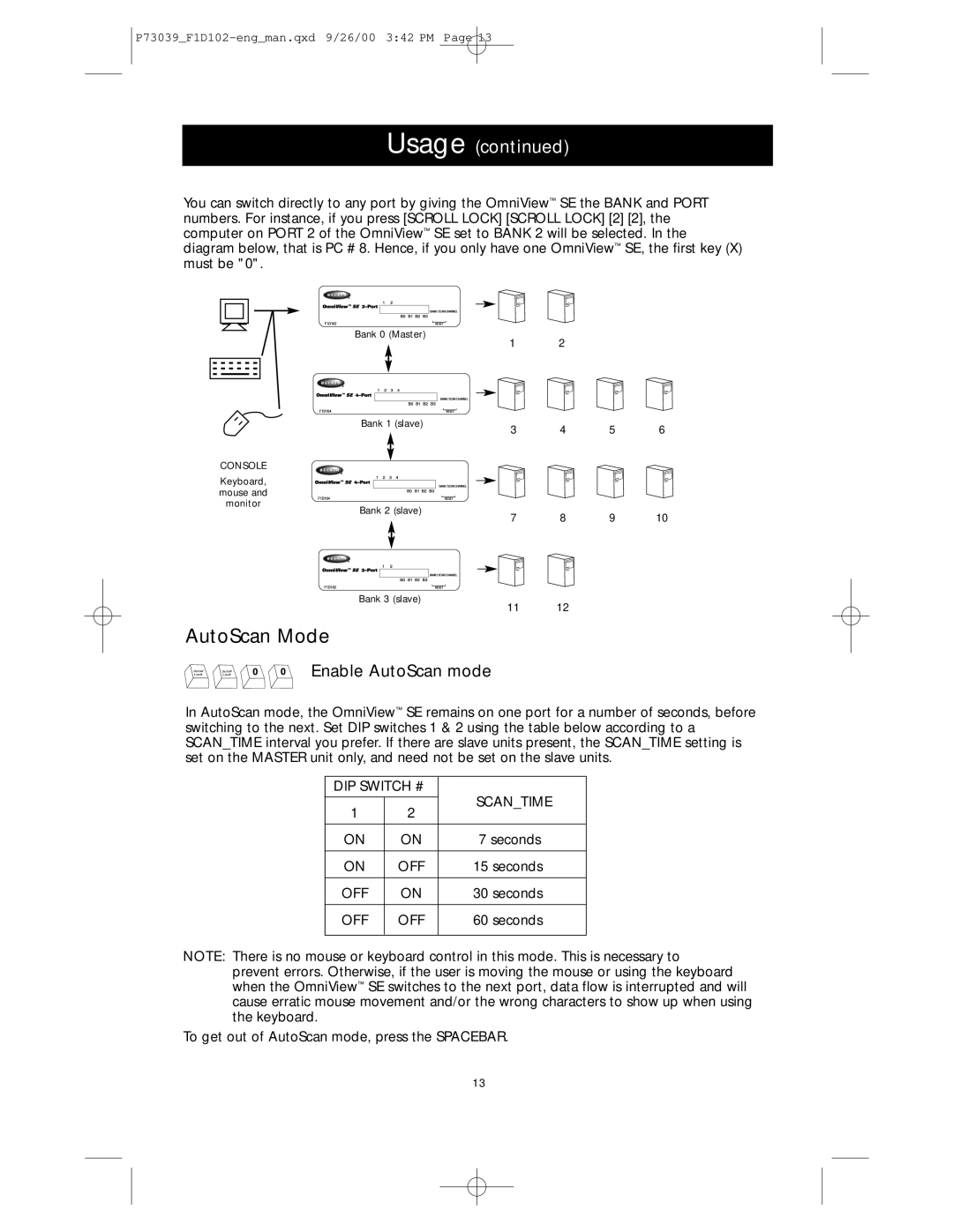 Belkin SE 2-Port user manual AutoScan Mode, Enable AutoScan mode 