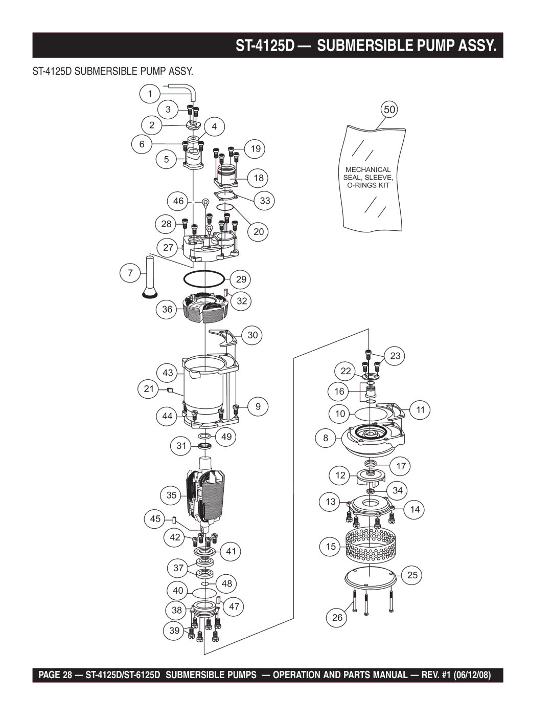 Belkin ST4125D, ST6125D manual ST-4125D Submersible Pump Assy 