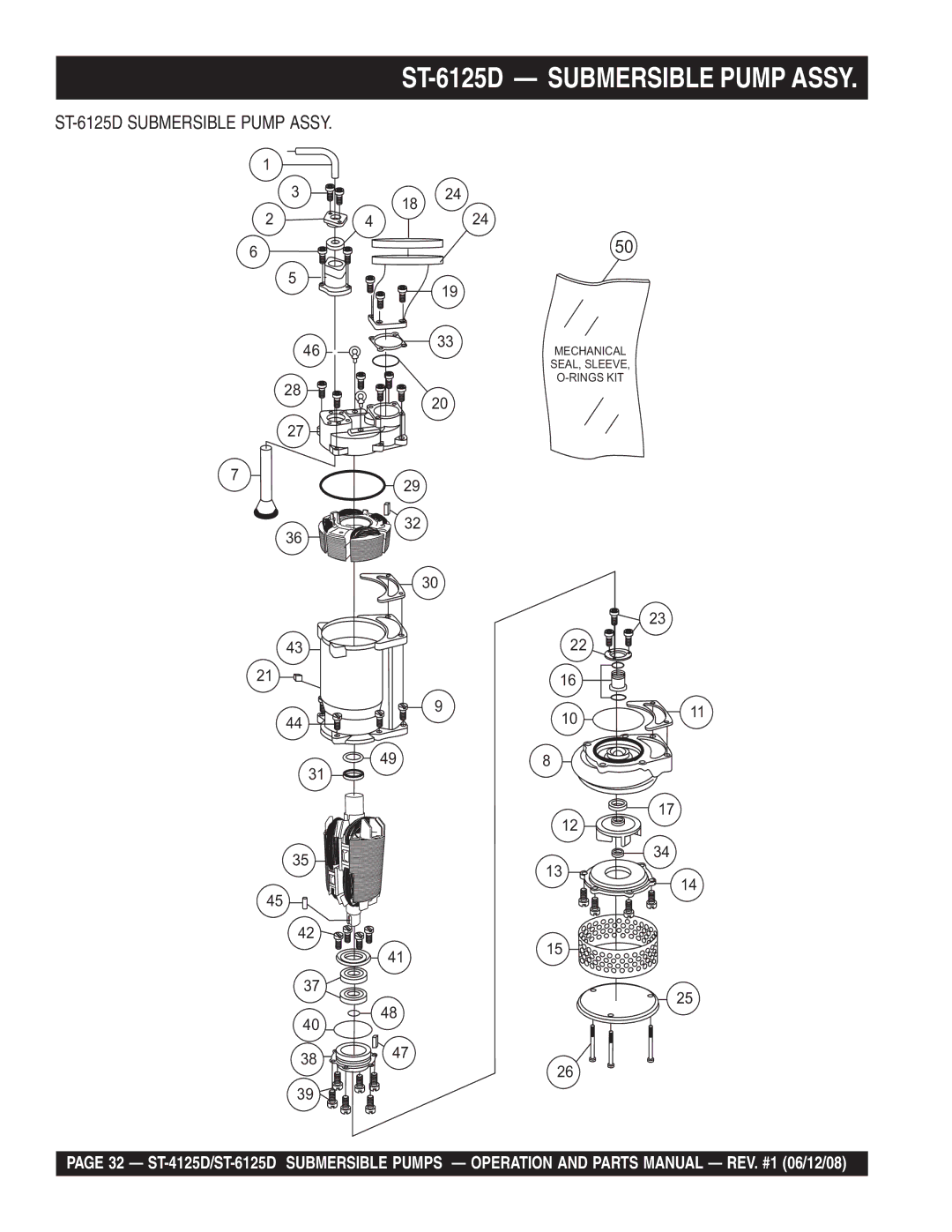 Belkin ST4125D, ST6125D manual ST-6125D Submersible Pump Assy 