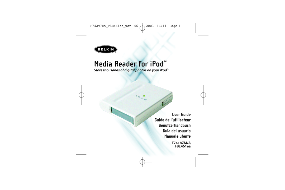 Belkin T7418ZM/A manual Media Reader for iPod 