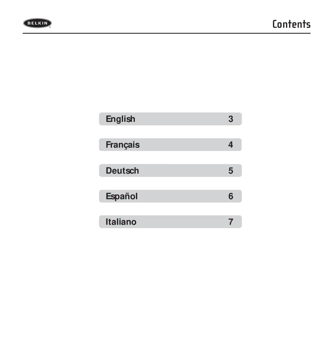 Belkin T7419ZM/A manual Contents 