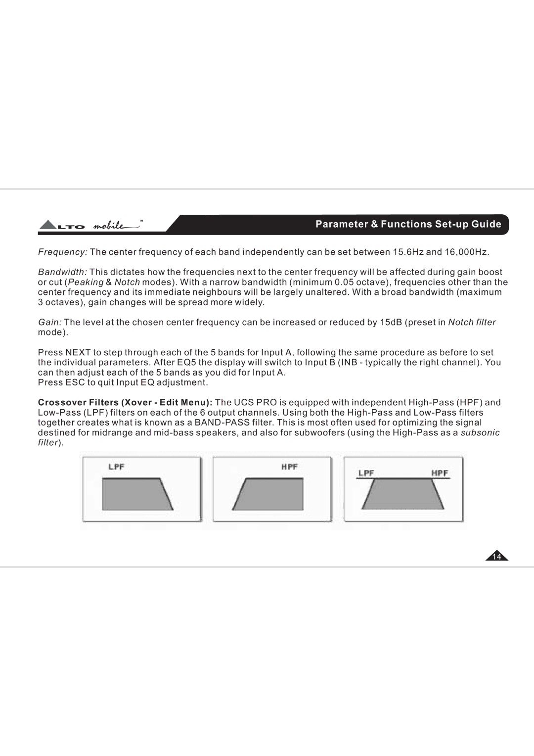 Belkin UCSPRO-RM2 user manual Parameter & Functions Set-up Guide 