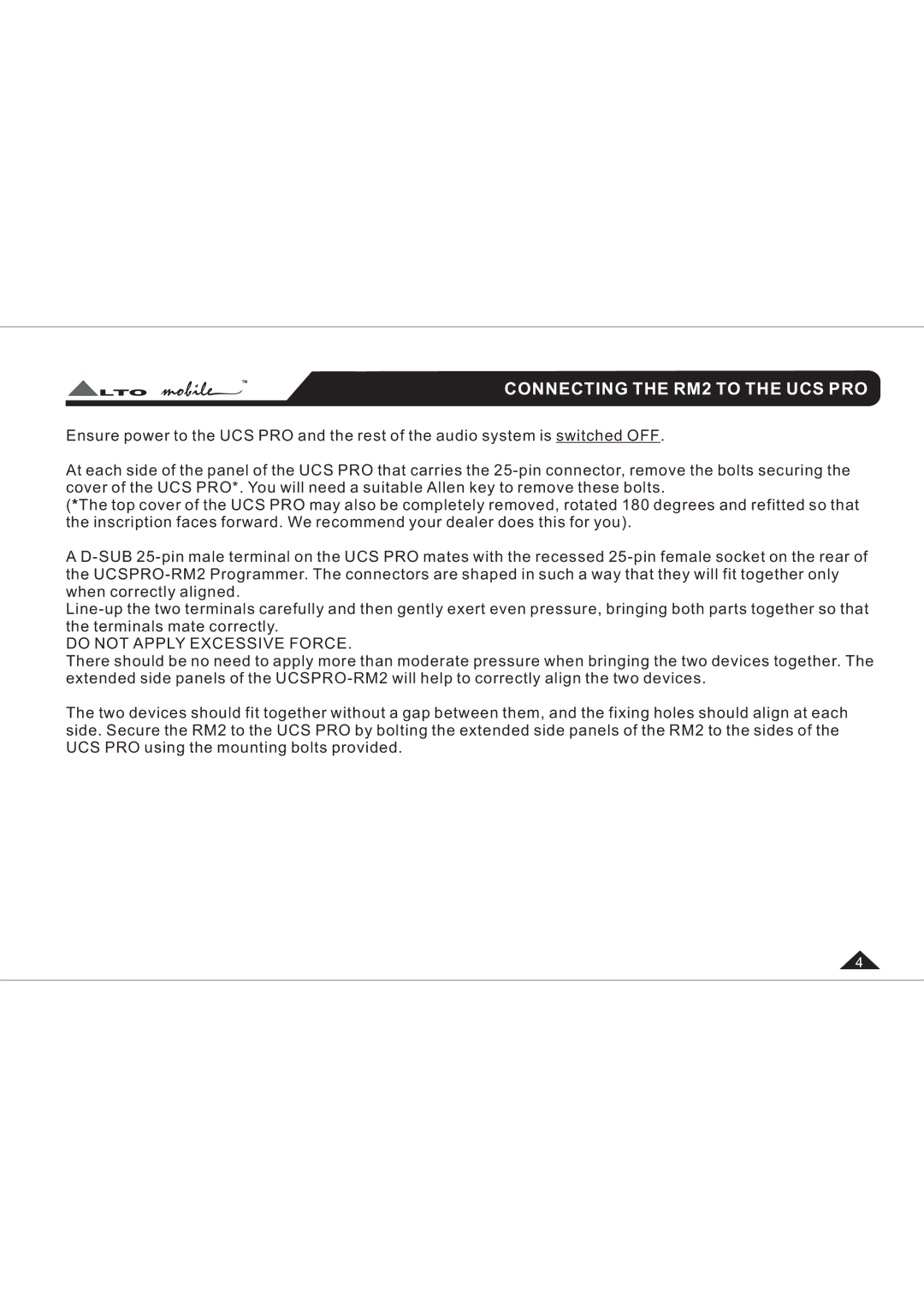 Belkin UCSPRO-RM2 user manual Connecting the RM2 to the UCS PRO 