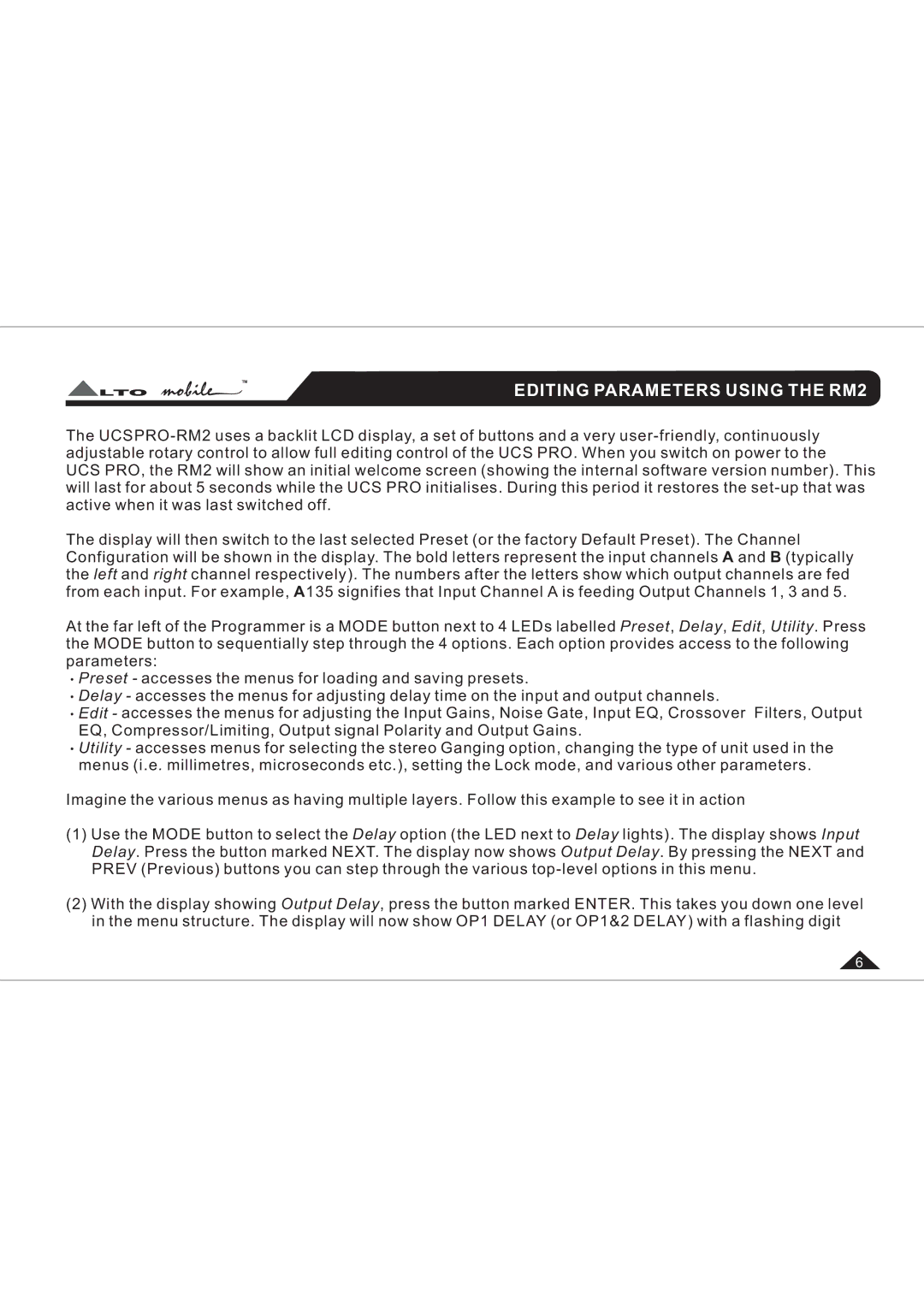 Belkin UCSPRO-RM2 user manual Editing Parameters Using the RM2 