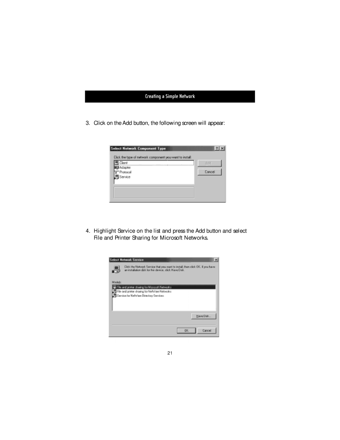 Belkin USB10 manual Creating a Simple Network 