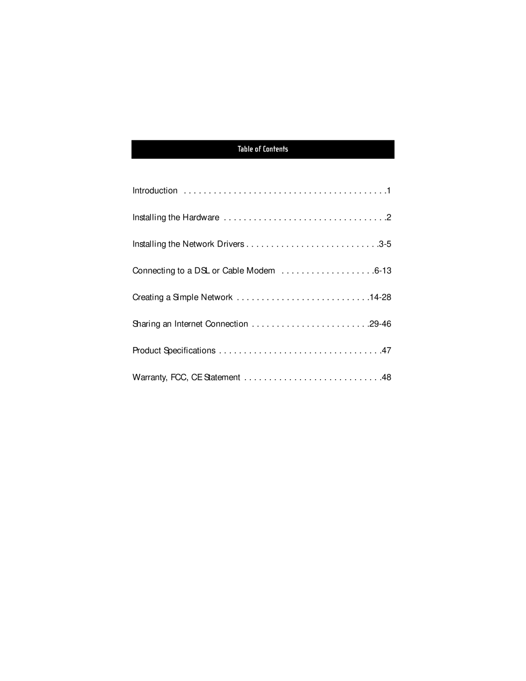 Belkin USB10 manual Table of Contents 