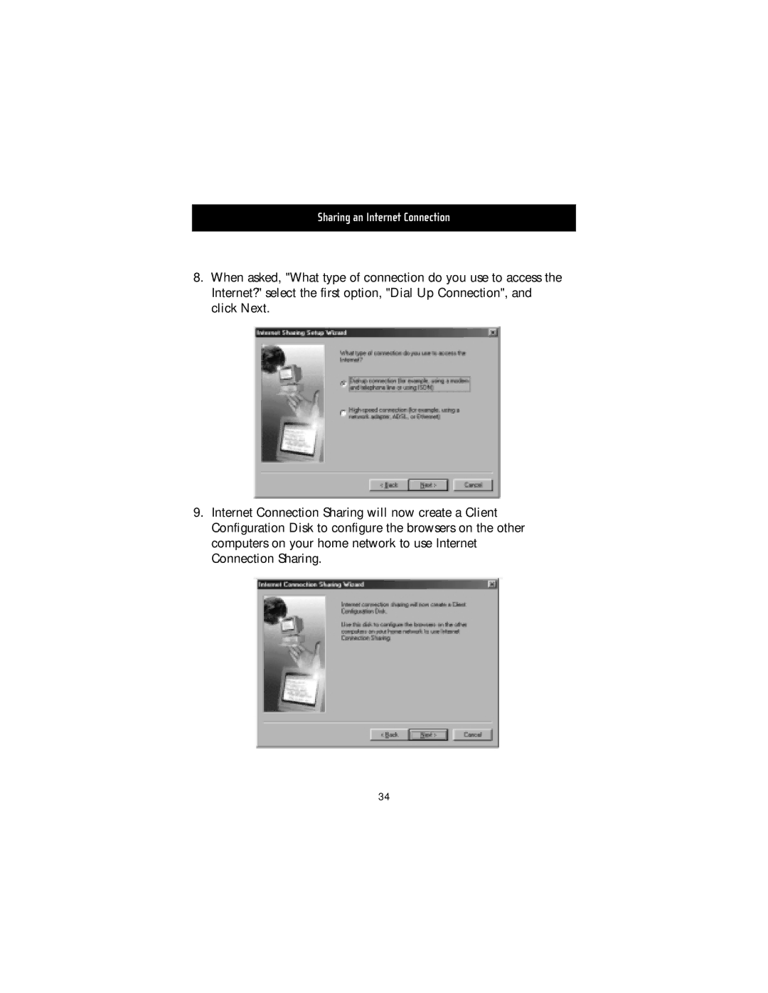 Belkin USB10 manual Sharing an Internet Connection 