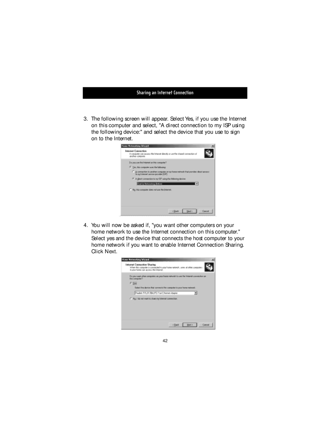 Belkin USB10 manual Sharing an Internet Connection 