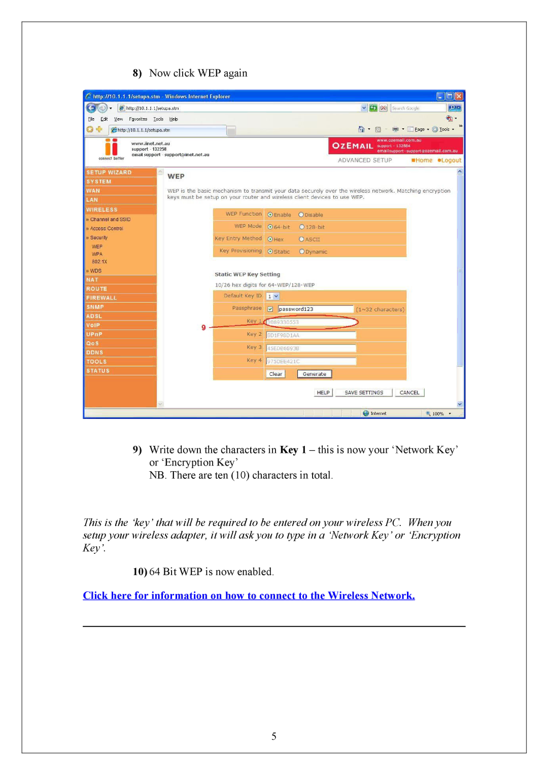 Belkin VoIP manual 10 64 Bit WEP is now enabled 