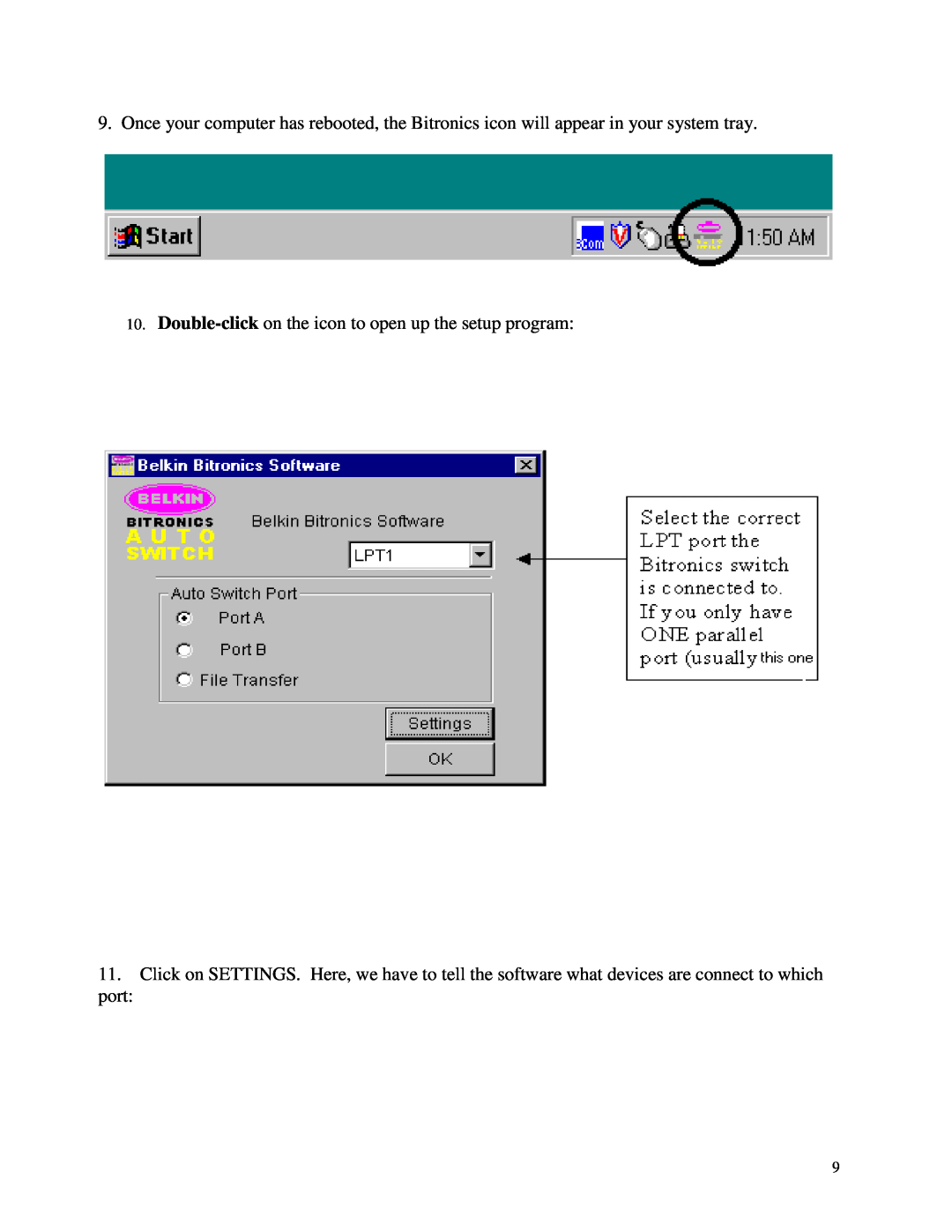Belkin WINDOWS NT/2k/XP manual Double-click on the icon to open up the setup program, port 