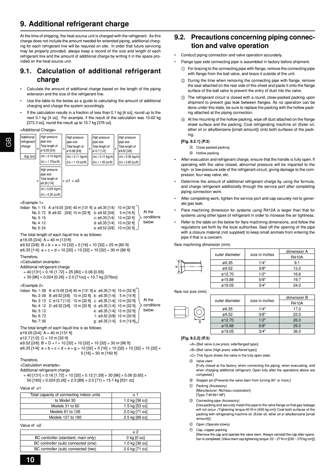 Bell Sports PQRY-P72-96TGMU-A Additional refrigerant charge, Calculation of additional refrigerant charge 