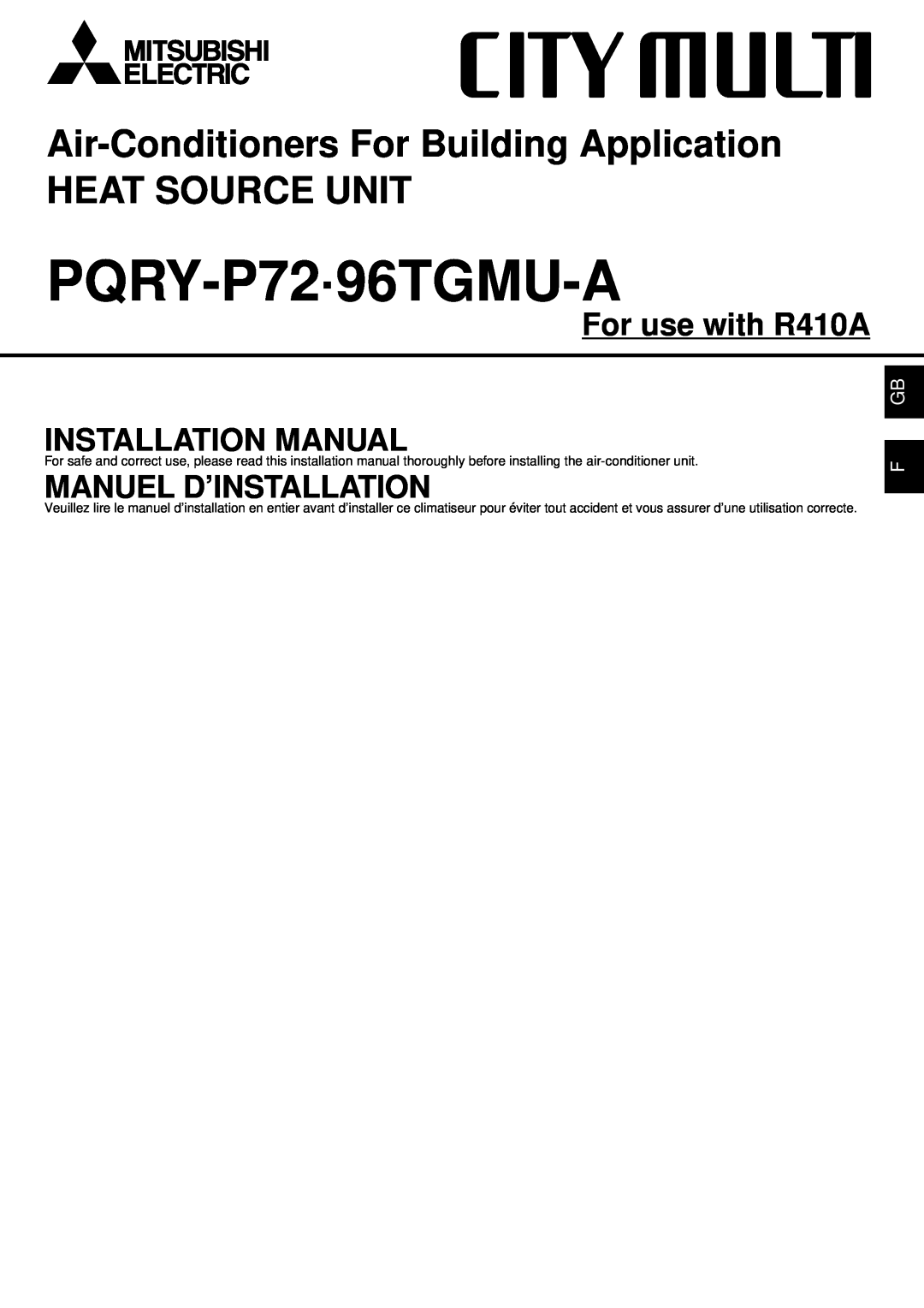Bell Sports PQRY-P72-96TGMU-A installation manual PQRY-P72·96TGMU-A, Air-ConditionersFor Building Application 