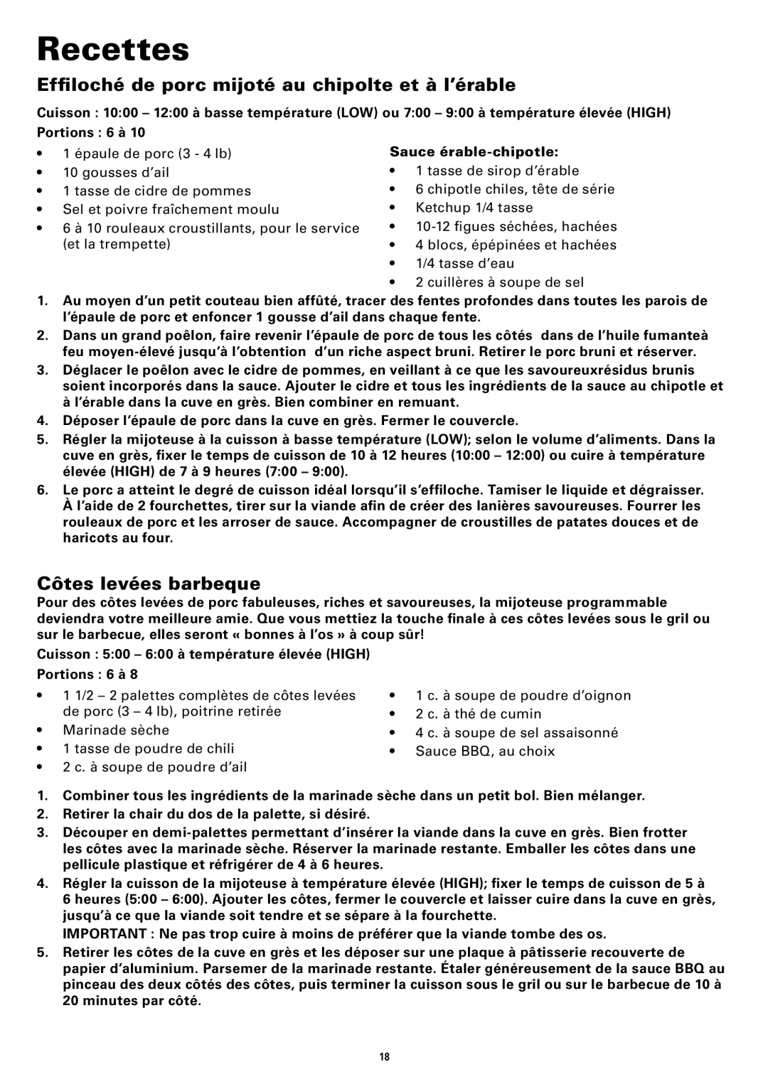 Bella Cucina BLA13722 manual Recettes 